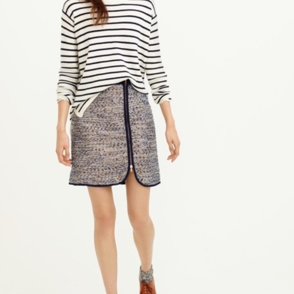 J crew blue “tweed” skirt - Picture 2 of 7